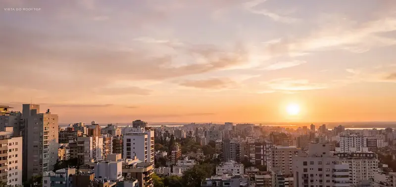 Vista do rooftop ao pôr do sol, Mont'Serrat, Porto Alegre